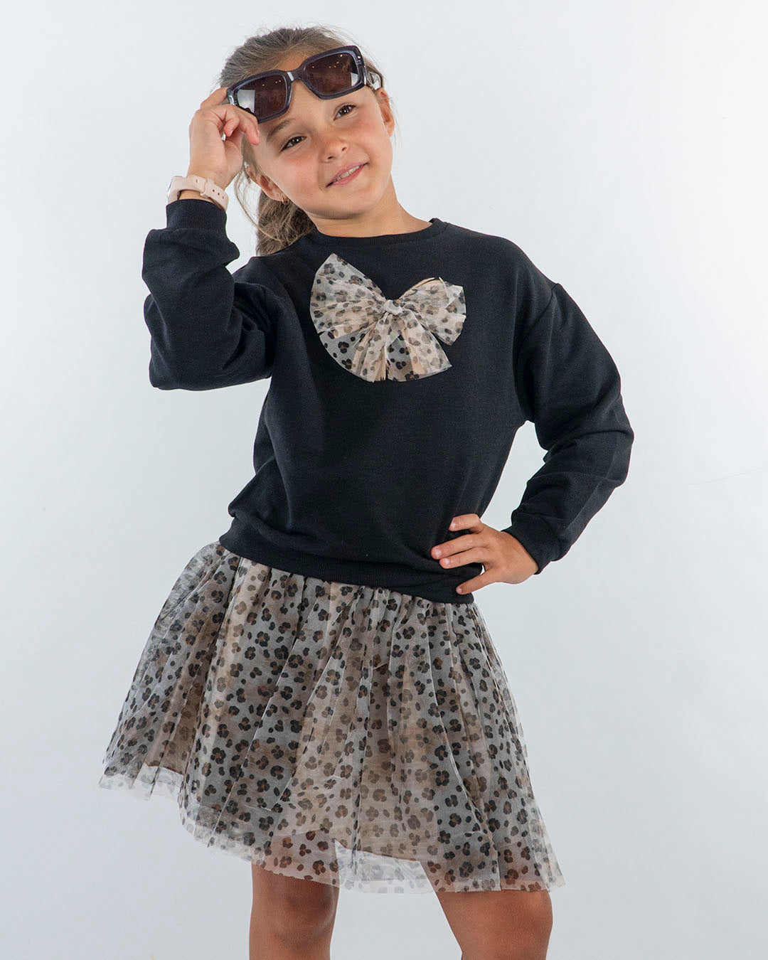 Completo con gonna in tulle a fiorellini MAYORAL