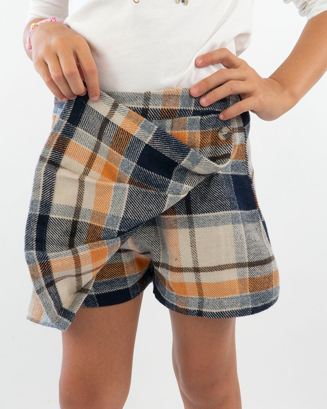 Gonna pantalone tessuto felpato a quadri MAYORAL