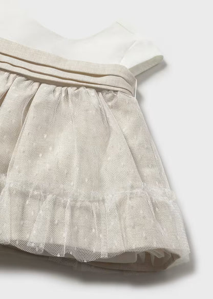 Abito in misto lino con gonna in tulle MAYORAL