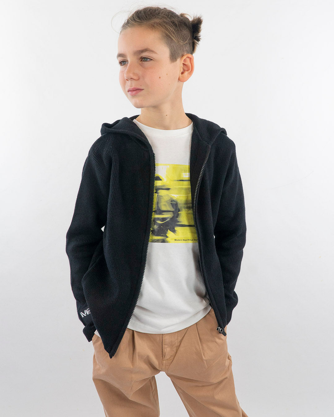 Cardigan a costine con zip e cappuccio I DO