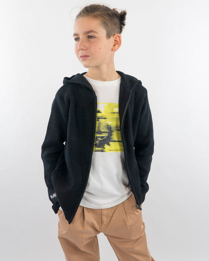 Cardigan a costine con zip e cappuccio I DO