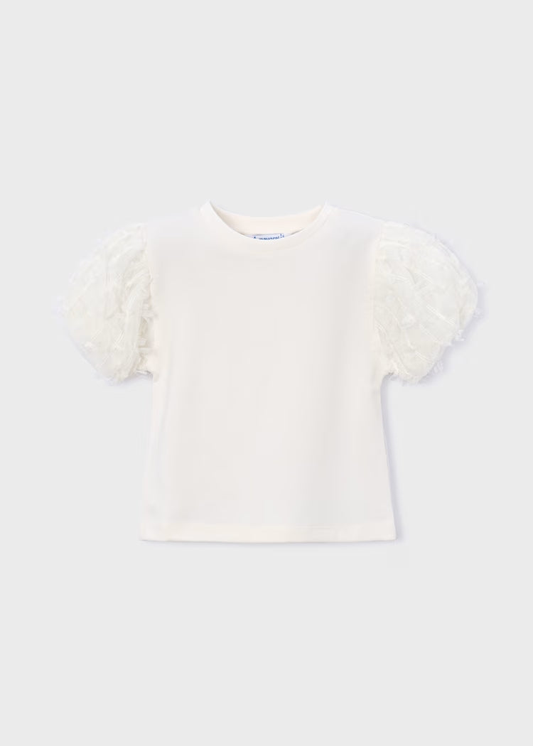 T-shirt con maniche a sbuffo in tulle MAYORAL