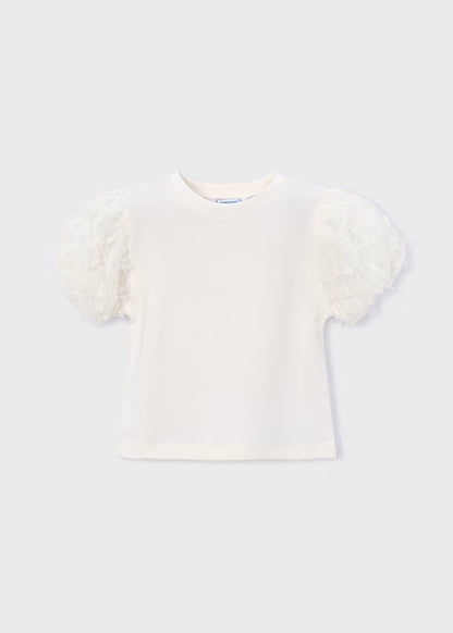 T-shirt con maniche a sbuffo in tulle MAYORAL