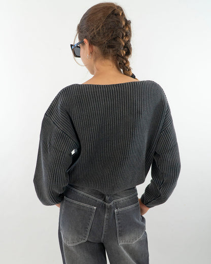 Maglioncino corto in cotone a treccine I DO