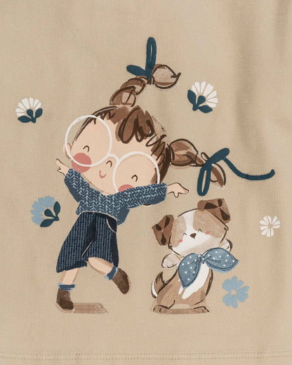 T-shirt manica lunga con bambina e cane MAYORAL