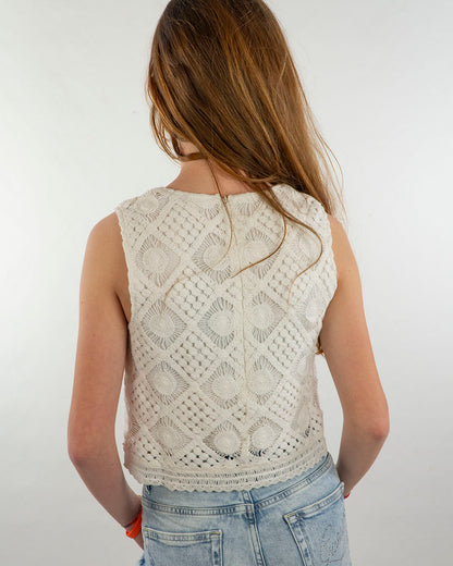 Top in cotone  effetto pizzo