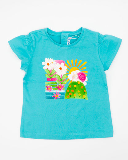 T-shirt manica corta con fiori applicati MAYORAL