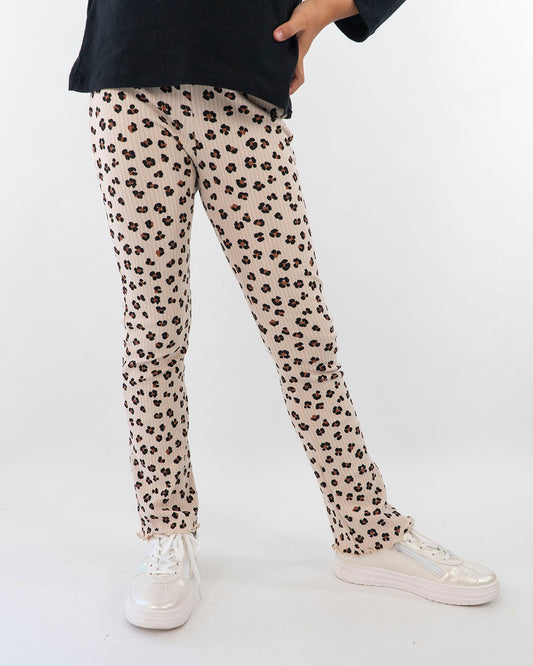 Leggings fiorato a costine con zampa MAYORAL
