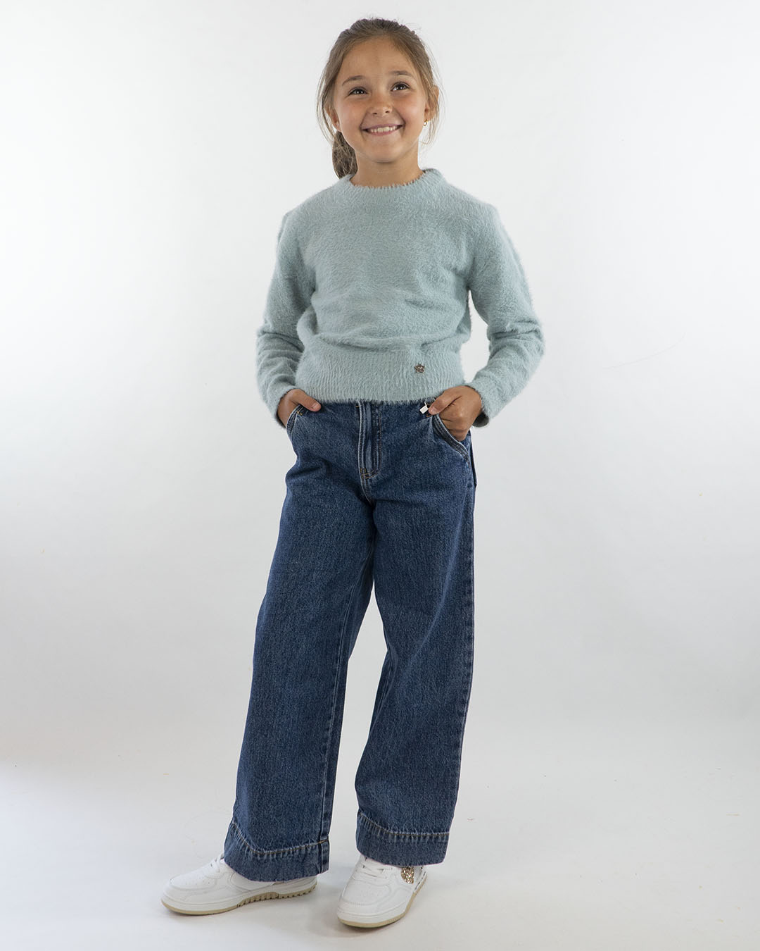 Jeans a gamba larga con bottone a cuore MAYORAL