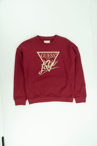 Felpa girocollo felpata con logo dorato GUESS