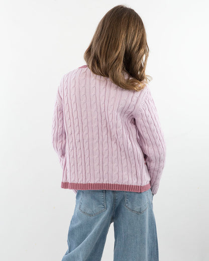 Cardigan a trecce con bordi a contrasto I DO