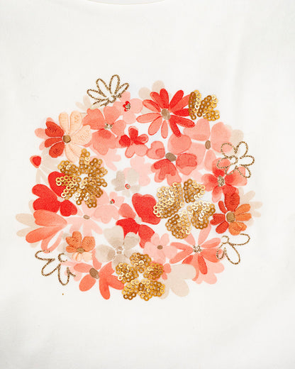 Completo con gonna in tulle e stampa con pailettes