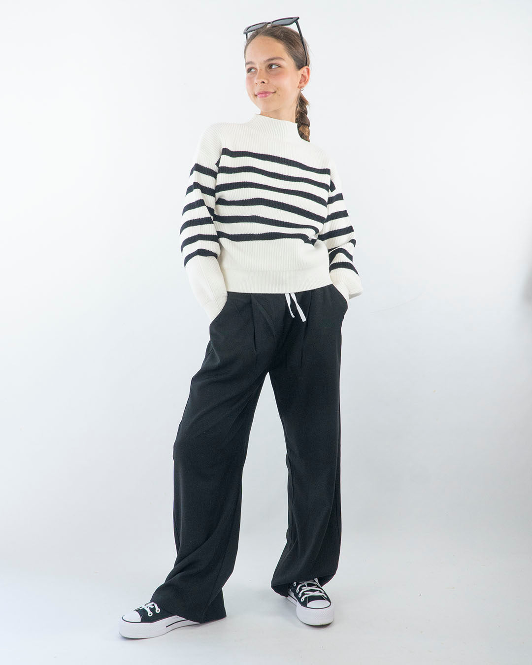 Maglione a righe con collo a lupetto  I DO