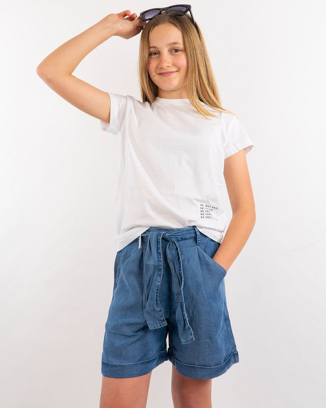 Shorts in tela jeans con fusciacca I DO