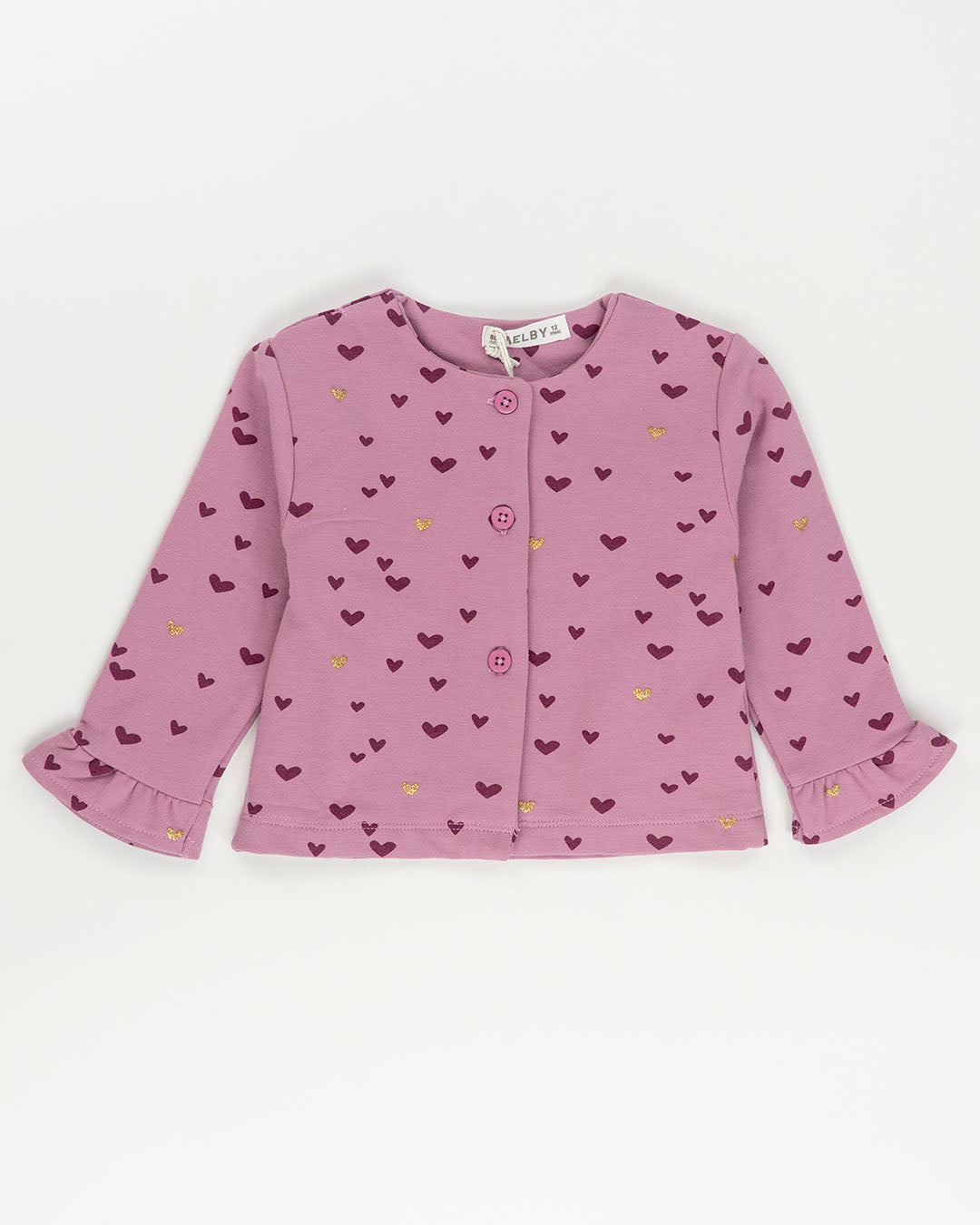 Completo 3 pz. felpato con cuoricini MELBY