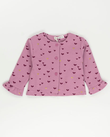 Completo 3 pz. felpato con cuoricini MELBY