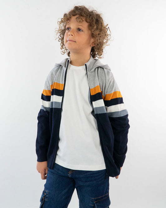 Cardigan misto lana rigato con cappuccio MAYORAL