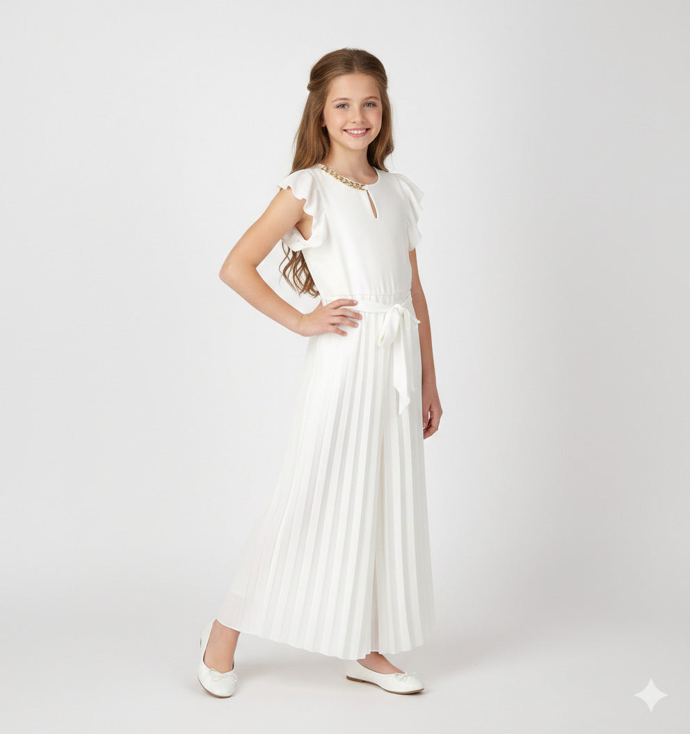 Tuta elegante plissettata con catenina dorata I DO