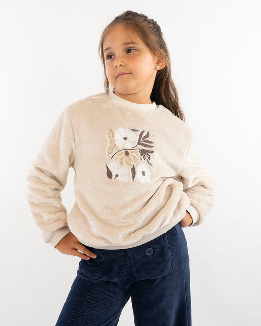 Pullover in pelo con fiori e pailettes MAYORAL