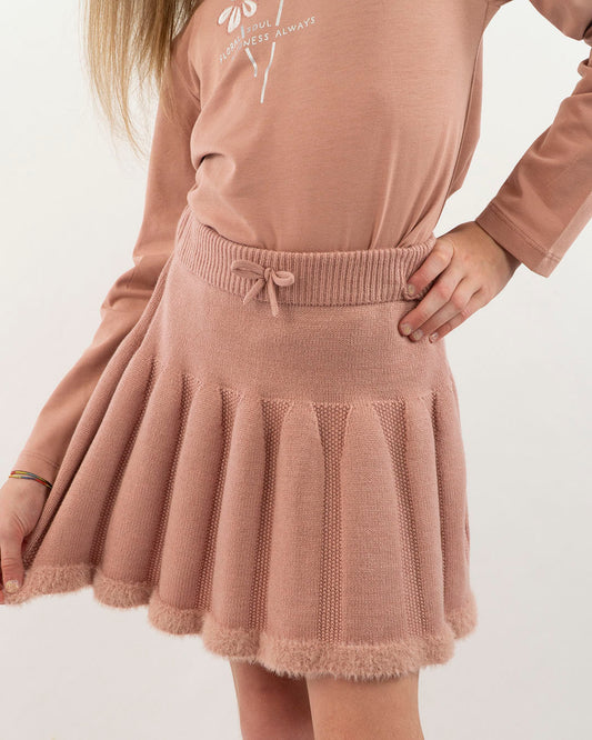 Gonna in maglia con bordo in pelo MAYORAL
