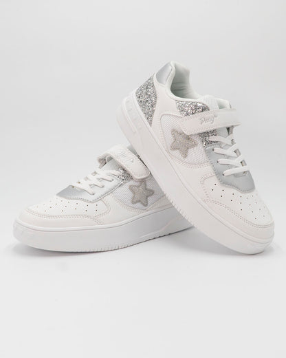 Scarpe in ecopelle con strass e strappo