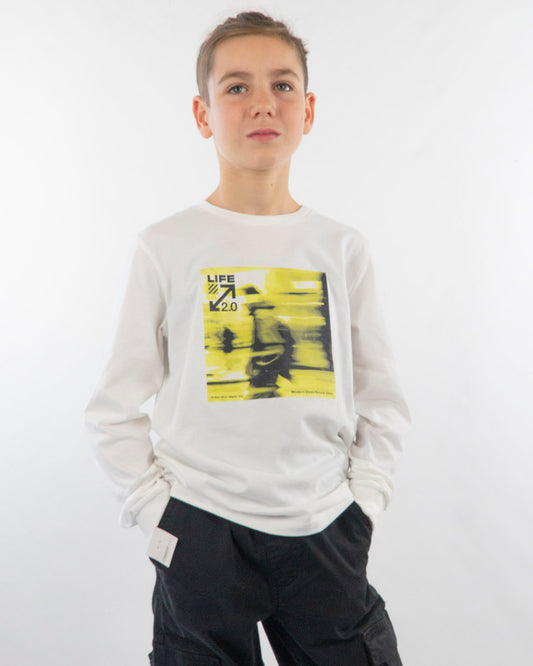 T-shirt manica lunga con stampa fluo I DO