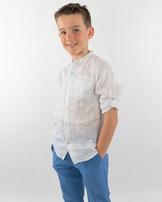 Camicia collo coreana manica lunga