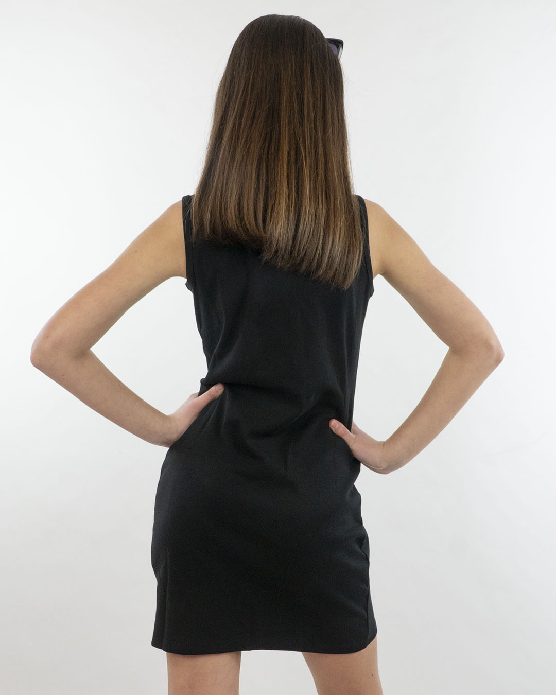 Abito smanicato elasticizzato con logo GUESS
