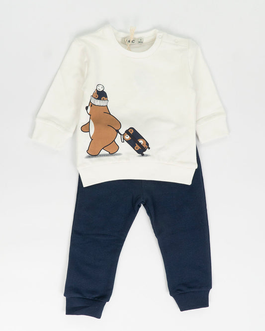 Completo 2 pz. felpato con orso in viaggio EMC