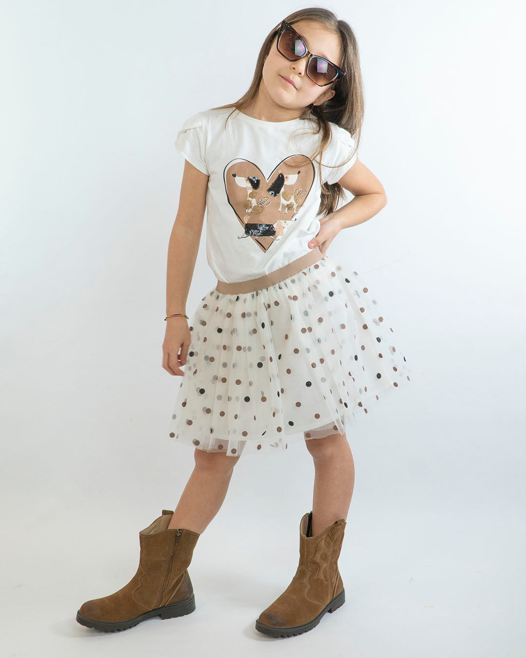 Completo 2 pz. con gonna in tulle a pois MAYORAL