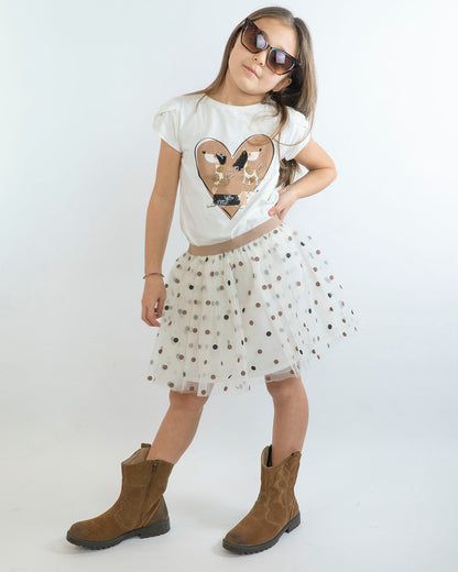 Completo 2 pz. con gonna in tulle a pois MAYORAL