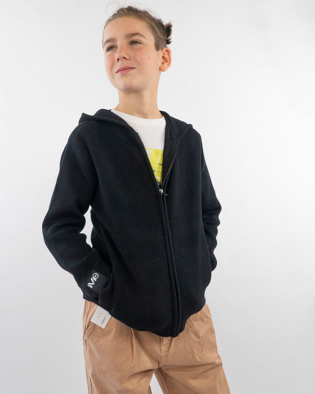 Cardigan a costine con zip e cappuccio I DO