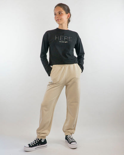 T-shirt manica lunga con scritta a borchiette I DO