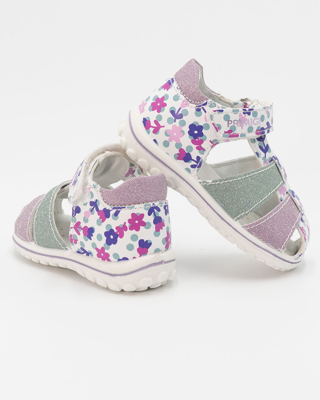 Sandalo con fiorellini e glitter