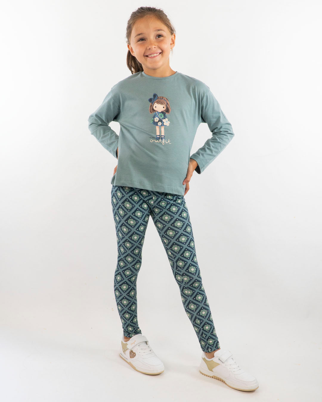 Leggings con riquadri fiorati MAYORAL