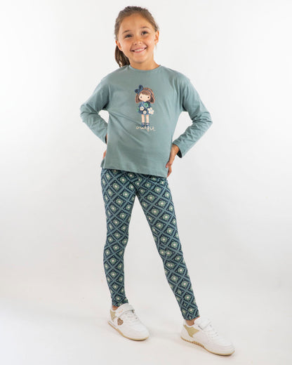 Leggings con riquadri fiorati MAYORAL