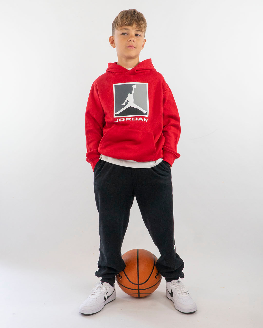 Felpa chiusa felpata con logo quadrato JORDAN