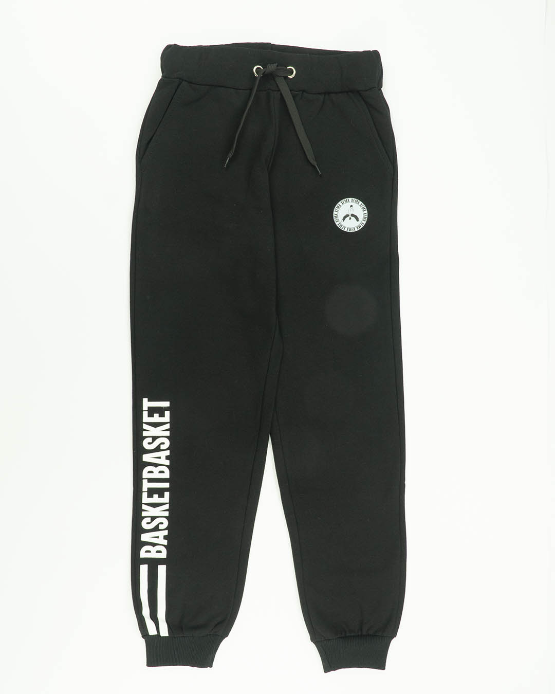 Pantaloni felpati con scritta sulla gamba FKM
