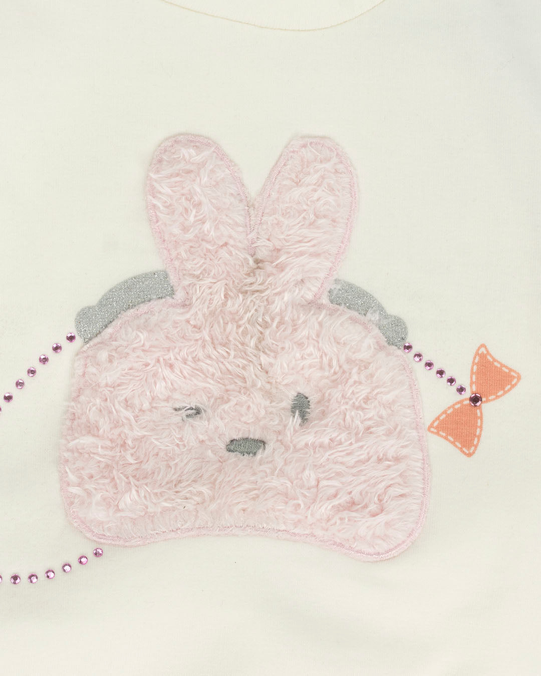 Completo 2 pz. felpato con coniglietto in pelo EMC