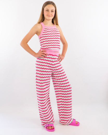 Pantaloni crochet larghi ad ondine colorate GUESS