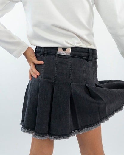 Gonna a pieghe  in jeans con cintura MAYORAL
