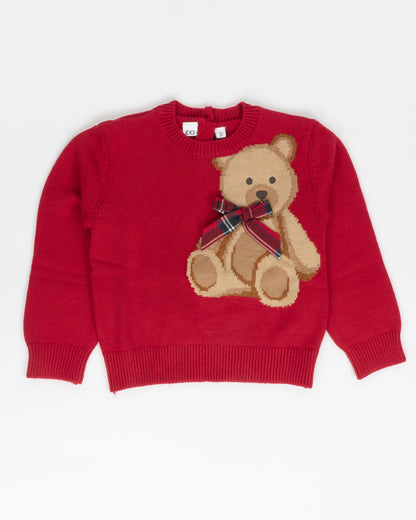 Maglione girocollo con orsetto con fiocco I DO