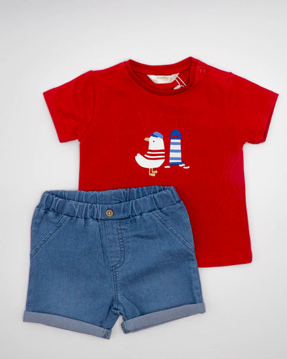 Completo con pantaloncino jeans