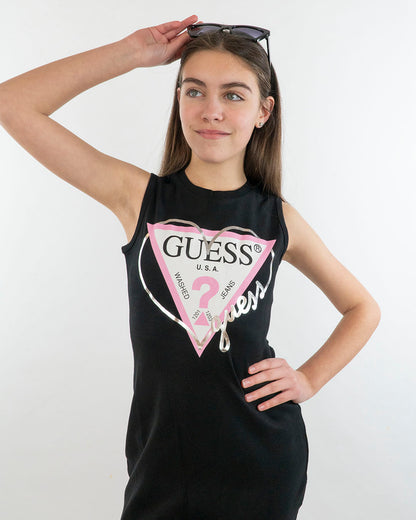 Abito smanicato elasticizzato con logo GUESS