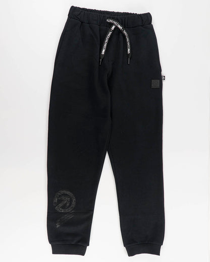 Pantaloni felpati con logo nero sul fondo MELBY
