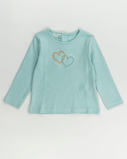 T-shirt manica lunga con cuori glitterati I DO